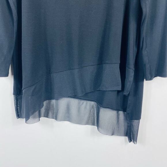 Chico's Size Medium 8 1 Ada Asymmetrical Hem Long Sleeve Top Black - Picture 3 of 6